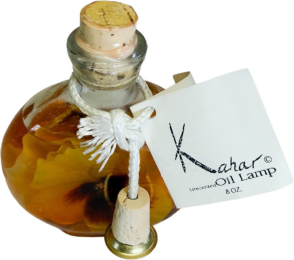 Kahar Co. Unscented Botanical Pansy Glass Oil Lamp Made in USA New/Sealed 8 oz